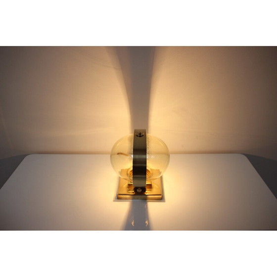 Image 1 of Vintage Preciosa wandlamp in glas, messing en chroom, Tsjecho-Slowakije 1970