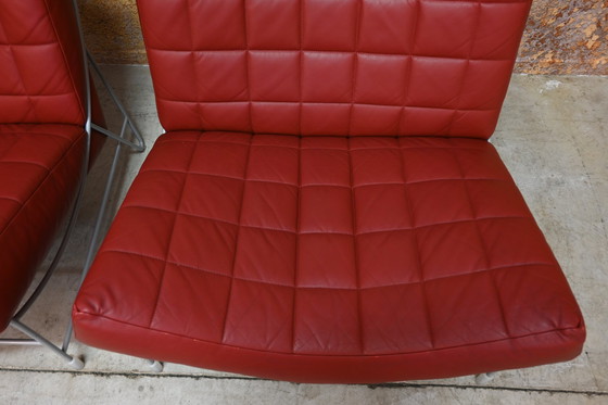 Image 1 of Rode Leren Leolux Volare Design Fauteuil (2 Stuks Beschikbaar)