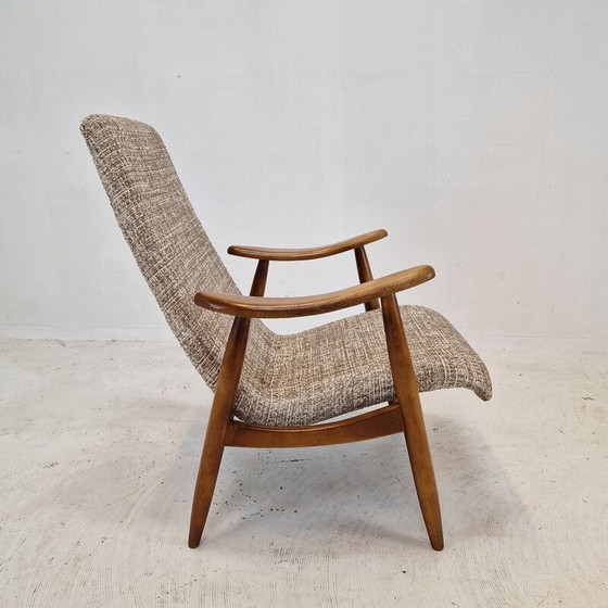 Image 1 of Vintage armstoel van teakhout en stof, Denemarken 1960