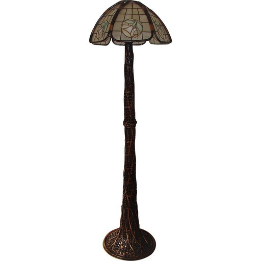 Vintage vloerlamp in rotan, jaren 1950