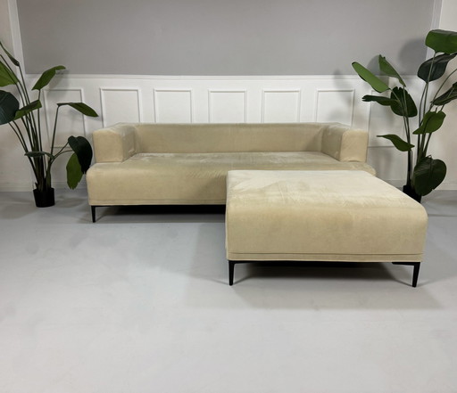 Ligne Roset Opium Designer Sofa Beige Couch + Poef