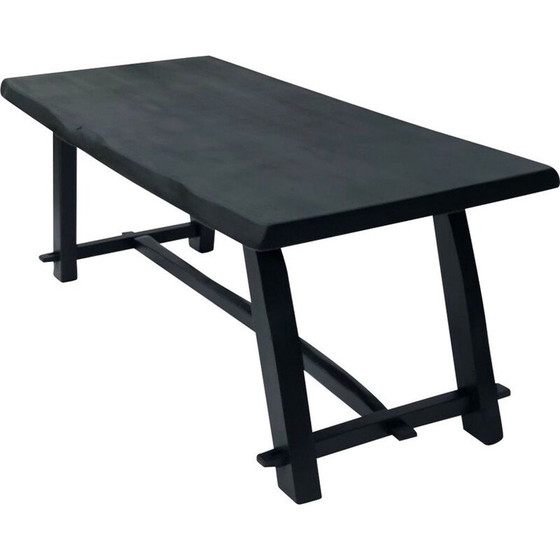 Image 1 of Vintage tafel in brutalistisch hout