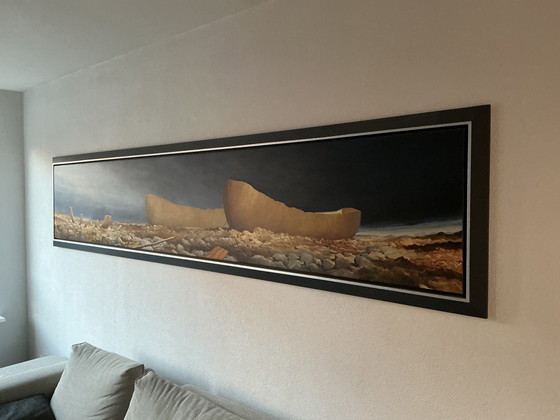 Image 1 of Schilderij Van Rutger Hiemstra, Uniek Panorama Formaat 335X70 Cm