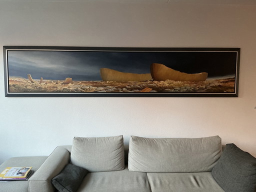 Schilderij Van Rutger Hiemstra, Uniek Panorama Formaat 335X70 Cm