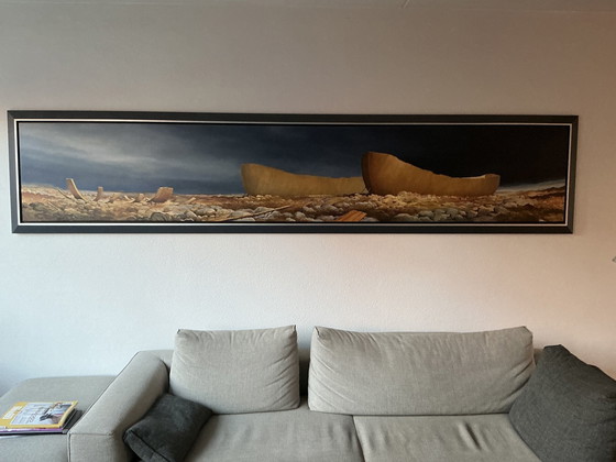 Image 1 of Schilderij Van Rutger Hiemstra, Uniek Panorama Formaat 335X70 Cm