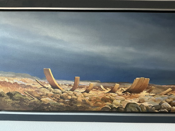 Image 1 of Schilderij Van Rutger Hiemstra, Uniek Panorama Formaat 335X70 Cm