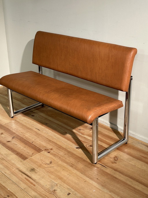 Mid-Century Designbankje Met Skai Afwerking