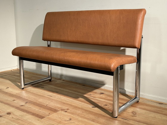 Image 1 of Mid-Century Designbankje Met Skai Afwerking