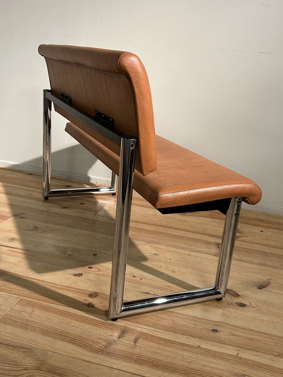 Image 1 of Mid-Century Designbankje Met Skai Afwerking