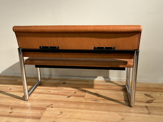 Image 1 of Mid-Century Designbankje Met Skai Afwerking