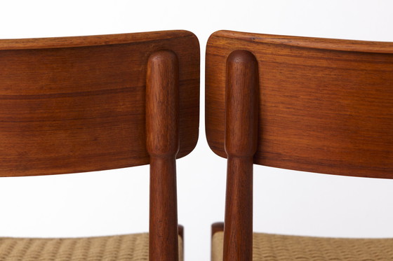 Image 1 of 2 eetkamerstoelen 1960S - Deens, Teak, Papercord Zittingen