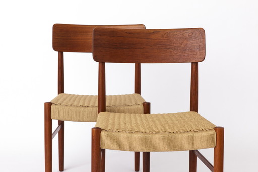 2 eetkamerstoelen 1960S - Deens, Teak, Papercord Zittingen