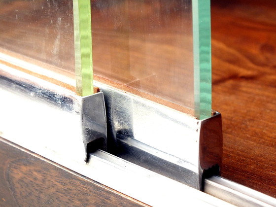 Image 1 of Grote boekenkast Italiaans Art Decò Design Rational Autarchy Jaren '30 In Noten Glas