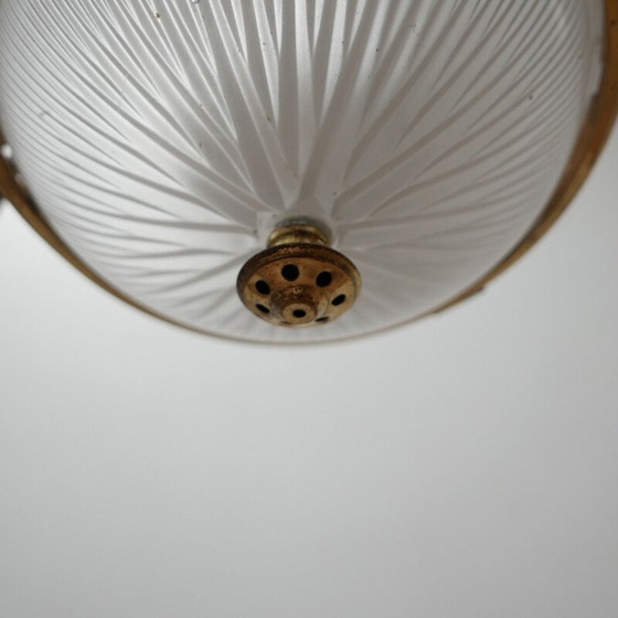 Image 1 of Vintage messing en glazen ophanging van Holophane, Frankrijk 1920