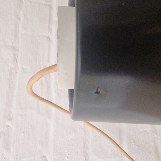 Image 1 of Set van 3 vintage zwart-wit metalen hanglampen van Lyfa, 1960