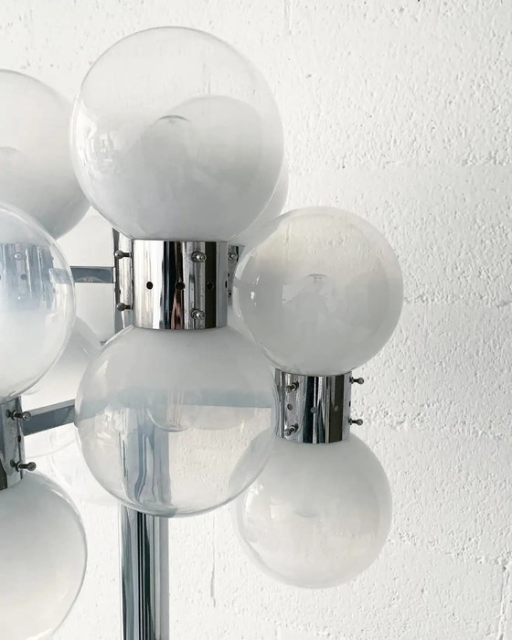 Image 1 of Space Age vloerlamp met vervaagde bubbels van muranoglas