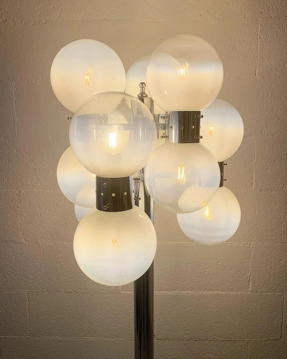 Image 1 of Space Age vloerlamp met vervaagde bubbels van muranoglas