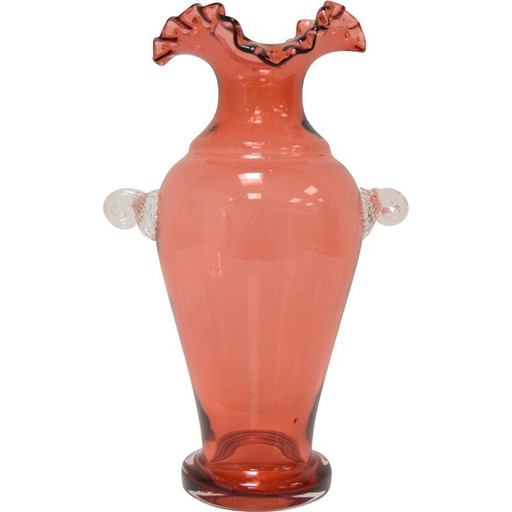 Vintage vaas van Tsjechisch kunstglas door Glaswerk Novy Bor, jaren 1950