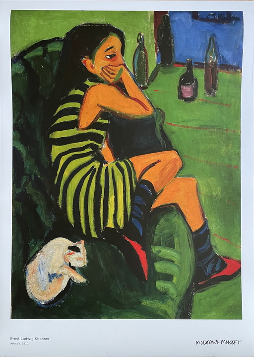 Ernst Ludwig Kirchner (1880-1938), kunstenaar, 1910, originele tentoonstellingsaffiche Zweden, copyright Ernst Ludwig Kirchner