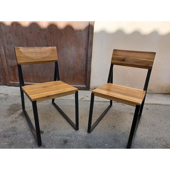 Image 1 of Paar industriële stoelen van metaal en hout