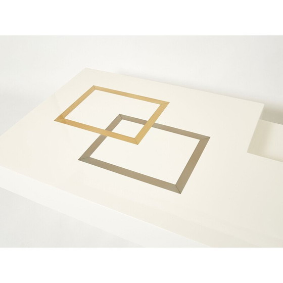 Image 1 of Wit gelakte messing salontafel van Antonio Pavia, Italië 1970