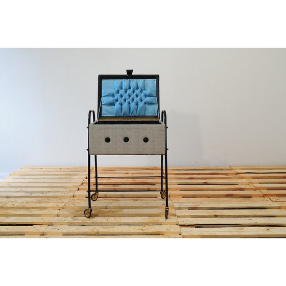 Image 1 of Vintage metalen naaitafel op wielen, Duitsland 1970