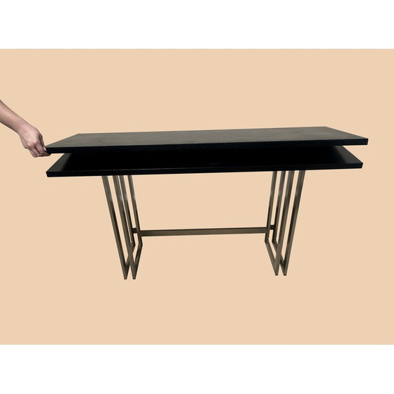 Image 1 of Vintage console uitklapbaar tot tafel in zwart gekalkt eiken voor Artelano, 1970