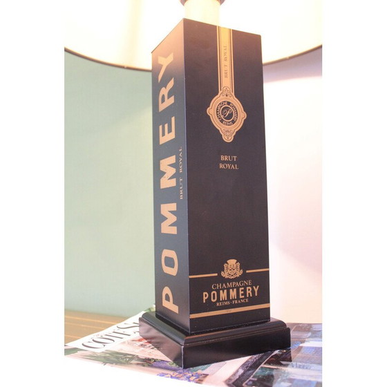 Image 1 of Vintage "Champagne" tafellamp van zwart gelakt metaal, Frankrijk 1970