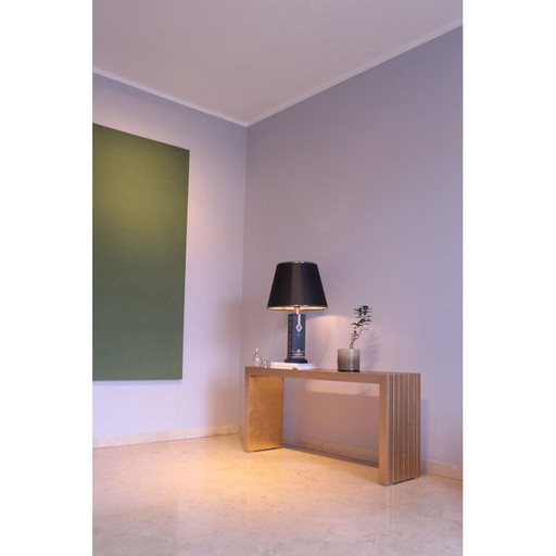 Vintage "Champagne" tafellamp van zwart gelakt metaal, Frankrijk 1970