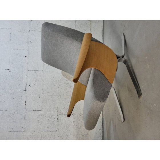 Image 1 of Paar vintage fauteuils in eiken en stof van François Letourneur voor Maurice Mourra, 1961