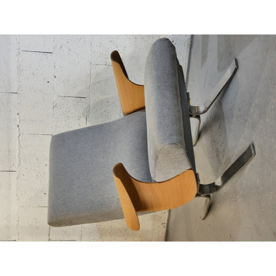 Image 1 of Paar vintage fauteuils in eiken en stof van François Letourneur voor Maurice Mourra, 1961