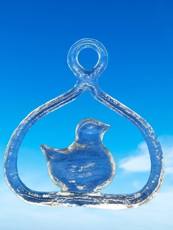 Image 1 of 3X Glas Kosta Boda Suncatcher Raamhanger Konijn, Vogel En Duif Designer Bertil Vallien 1970