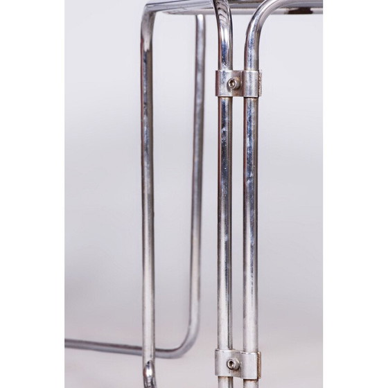 Image 1 of Vintage nesttafels van verchroomd staal en Opaxit glas, Tsjecho-Slowakije 1960