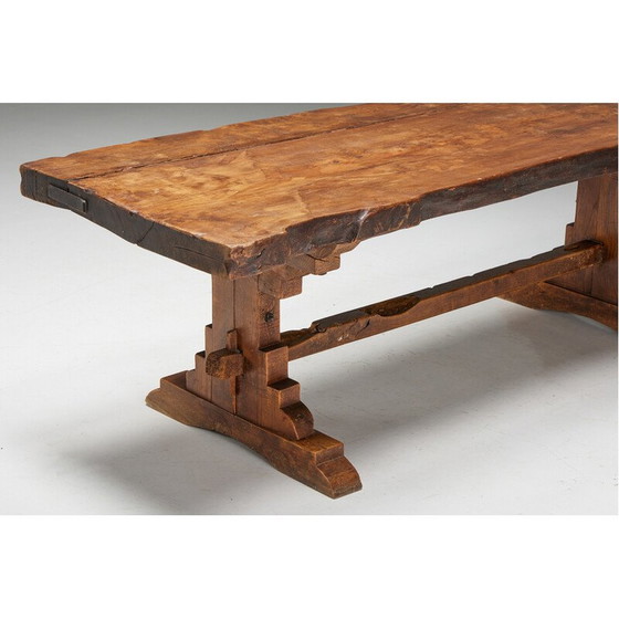 Image 1 of Vintage Brutalistisch eiken tafel, Frankrijk