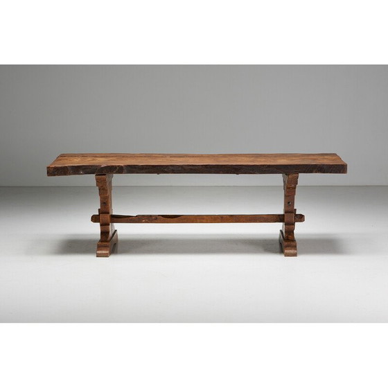 Image 1 of Vintage Brutalistisch eiken tafel, Frankrijk