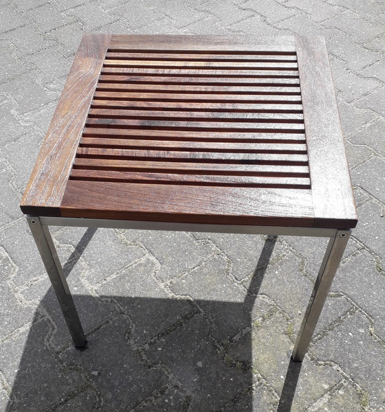 Image 1 of Gloster bijzettafel RVS/teak 47,5x47,5x44,5(h) cm