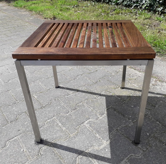 Image 1 of Gloster bijzettafel RVS/teak 47,5x47,5x44,5(h) cm