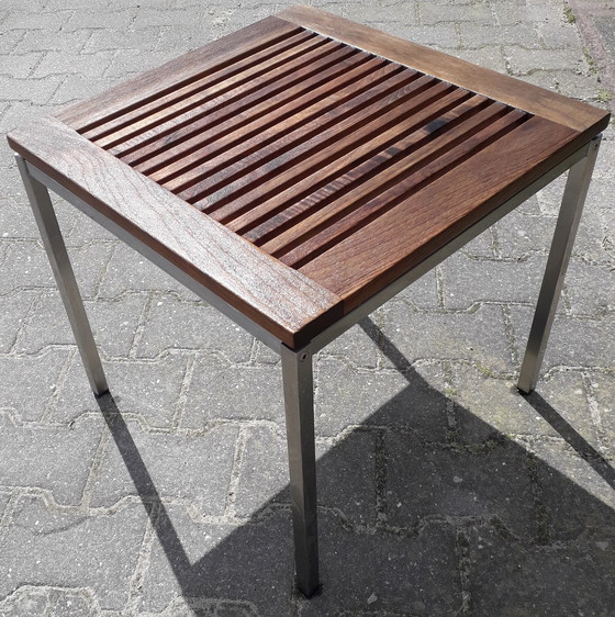 Image 1 of Gloster bijzettafel RVS/teak 47,5x47,5x44,5(h) cm