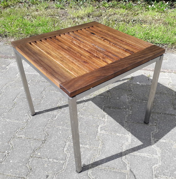 Image 1 of Gloster bijzettafel RVS/teak 47,5x47,5x44,5(h) cm