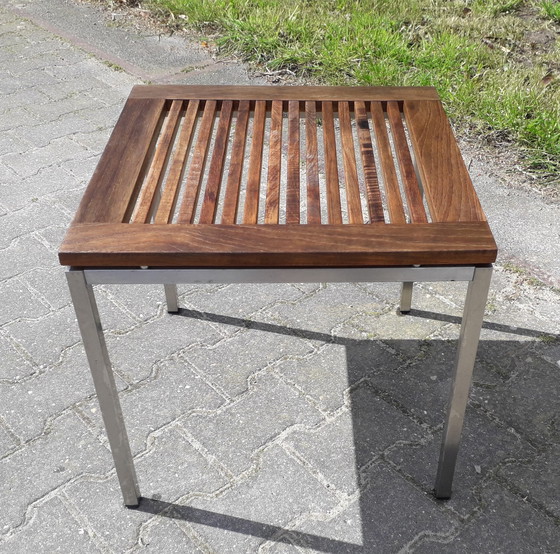 Image 1 of Gloster bijzettafel RVS/teak 47,5x47,5x44,5(h) cm