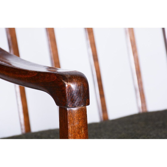 Image 1 of Paar Mid Century fauteuils in gebeitst beukenhout en stof, Tsjechië 1960