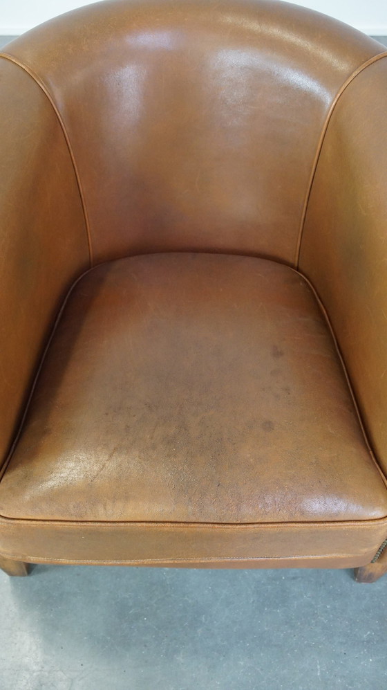 Image 1 of Clubfauteuil Gemaakt Van Schapenleer