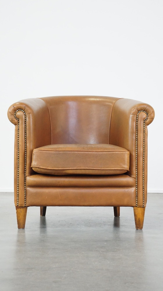 Image 1 of Clubfauteuil Gemaakt Van Schapenleer