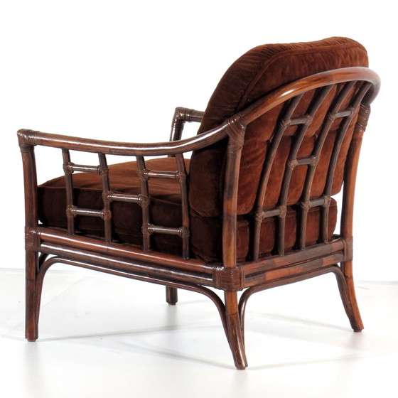 Image 1 of Vintage Mid Century Bamboe Rotan Lounge Fauteuil