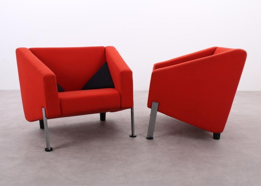 2X Fritz Hansen Decision Fauteuil Rood/Zwart