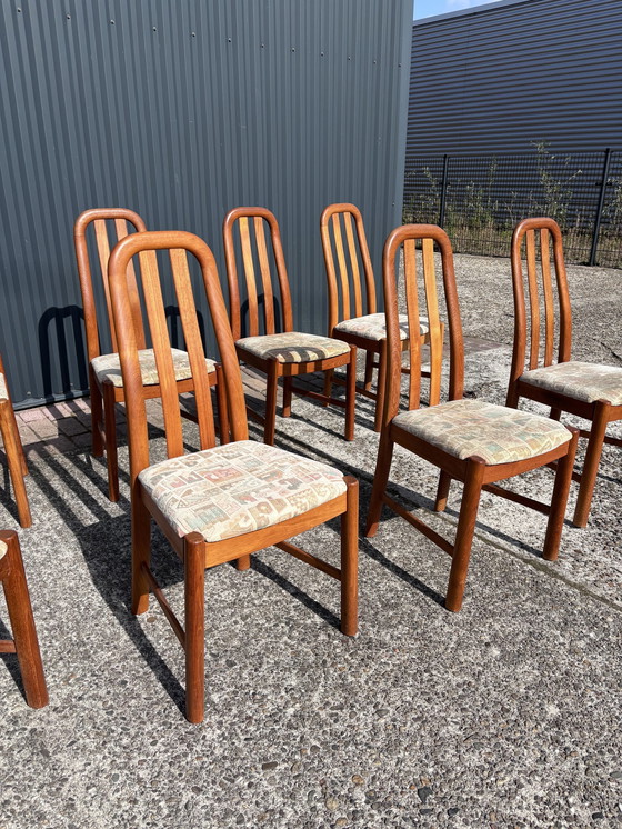 Image 1 of 8 X Vintage Eetkamerstoelen Teak