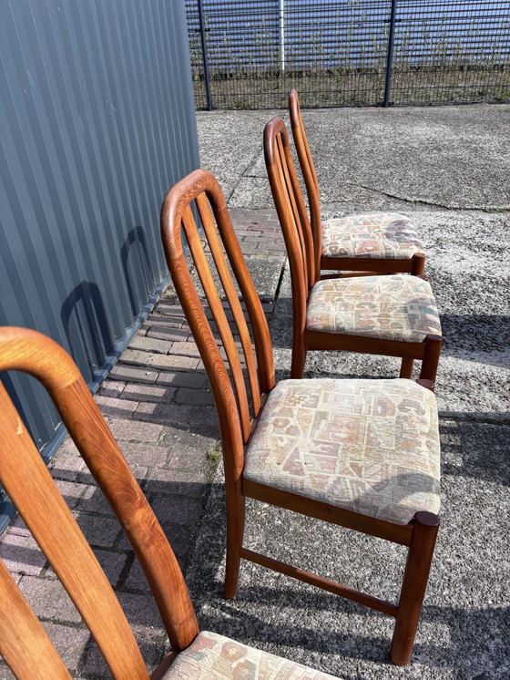 Image 1 of 8 X Vintage Eetkamerstoelen Teak