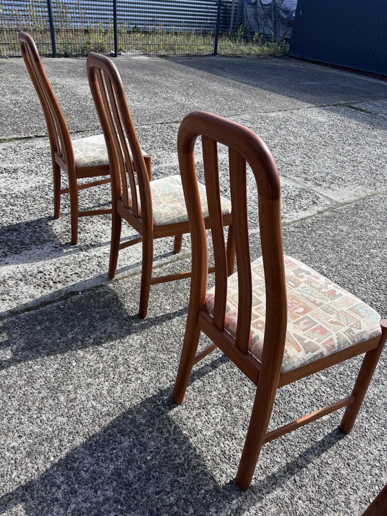 Image 1 of 8 X Vintage Eetkamerstoelen Teak