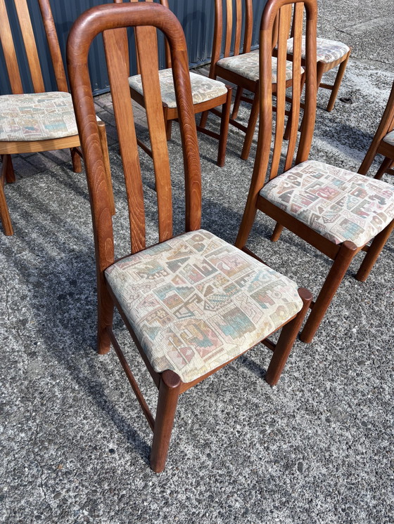 Image 1 of 8 X Vintage Eetkamerstoelen Teak