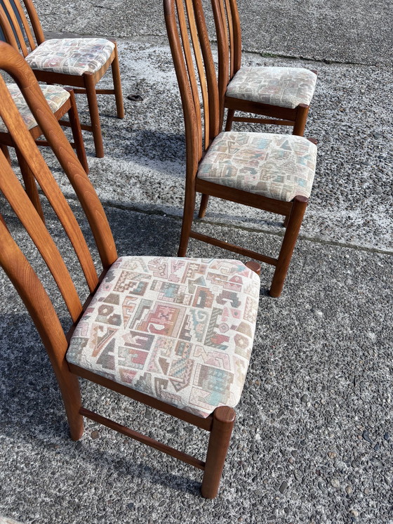 Image 1 of 8 X Vintage Eetkamerstoelen Teak